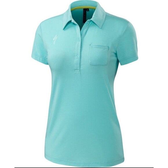 Specialized Women's Utility Polo Drirelease Merino Med Blue Teal Cycling Golf - Picture 1 of 13